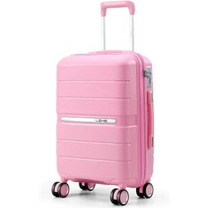 20 Inch Carry-on Luggage with Spinner Wheels, Hard Shell Suitcase with TSA Lock, Airline Approved, Rolling Suit Case for Travel Weekend Trips, Pink Color