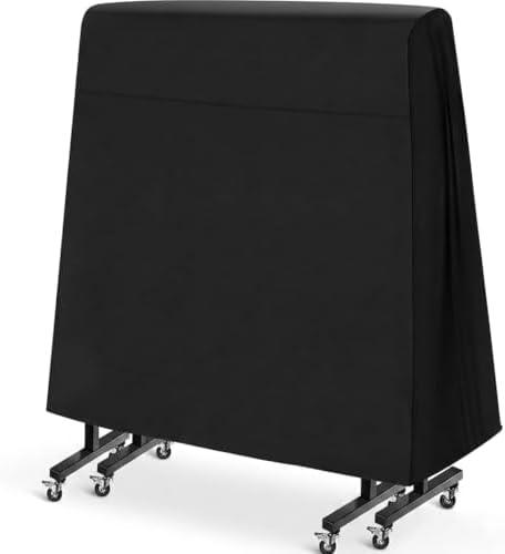 Ping Pong Table Cover, Heavy Duty Folding Table Tennis Table Cover Windproof with Zipper & Buckles Universal Fit for 9x5 FT Indoor & Outdoor Folding Tables