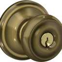 SCHLAGE F51A GEO 609 Georgian Knob Keyed Entry Lock, Antique Brass