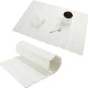 Dish Drying Mat, Foldable Drying Mat for Kitchen with Non-Slip Pad & Sandpaper, Draining Rack Sink Mat, 23.6x15.4 Inch, White, 1 Set