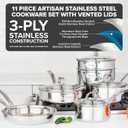 Viking Artisan 3-Ply Stainless Steel 11-Piece Cookware Set with Vented Glass Lids, Fry Pans, Saucepans, Saute Pan, Stock Pot with Strainer Insert, Oven Safe up to 600F