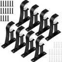 KOLAKO 8 Pack Curtain Rod Bracket, 1 Inch Heavy Duty Curtain Rod Holder Black Drapery Single Rods Brackets Hooks for Wall
