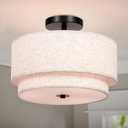 FRIDEKO HOME 3 Light Semi Flush Mount Ceiling Light Modern Close to Ceiling Light Fixture with 2-Layer Fabric Shade Light Fixtures Ceiling Mount for Bedroom Living Room Kitchen Foyer Hallway (12.6 inches, Beige)