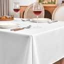 Fitable Faux Linen White Tablecloths for Rectangle Tables - 90 x 156 Inch - 6 Pack Fabric Textured Washable Table Clothes Floor Lenghth Table Covers for Wedding, Party, Banquet, Birthday