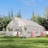 GarveeLife 20 ft x 20 ft Party Tent Heavy Duty Wedding Tent Outdoor Canopy Event Shelters Upgraded Galvanized Carport with Removable Sidewall Windows for Commercial, Parties, White