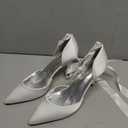 Women's Pearl White Wedding Shoes for Bride High Heels Pointed Toe Bridal Shoes Satin Prom Party Dress Pumps Sandals, Size 40