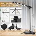 CHARYJOD Dimmable LED Desk Lamp with USB Charging Port Bright, 50 Lighting Modes Dual Swing Arm Architect Table Lamp Light Desk Lamp for Home Office Dorm Piano Nail