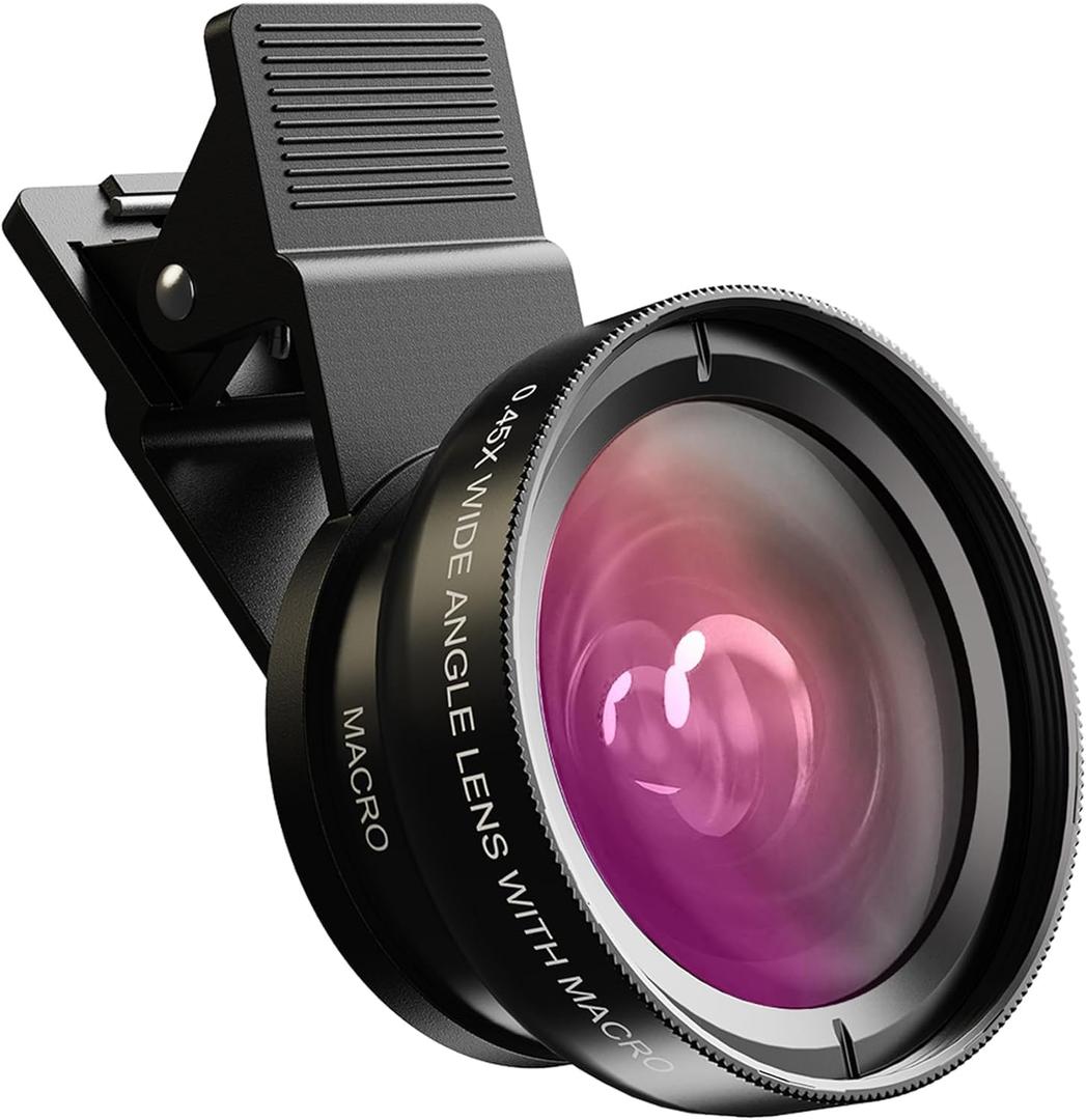 MIAO LAB 2-in-1 Phone Camera Lens Kit, 12.5X Macro + 0.45X Wide Angle (140) Cell Phone Clip-on Lens for iPhone/Android, Includes Travel Bag
