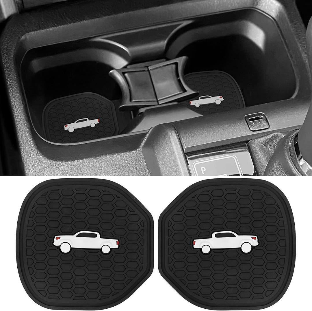 2PCS Cup Holder Coaster for Toyota Tacoma 2016 2017 2018 2019 2020 2021 2022 2023 Accessories,Silicone Cup Inserts Interior Mats (White)