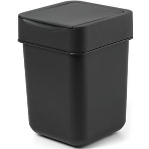 Carrotez Mini Trash Can, Coffee Bar, Vanity, Desk, Countertop, 2 Liter/ 0.5 Gallon, Mini Wastebasket, Garbage Container Bin - Black