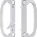 Sliding Patio Door Handleset, 45 Keyway, 3-15/16" H.C., Fits 1-3/8" to 2-1/4" Thick Doors, No-Handed, White Diecast, Offset Position Non-KeyedOff Center Thumb Latch