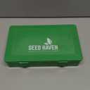 Seed Organizer Storage Box, Black Opaque Light Proof Seed Bank with 60 Transparent Bottles & Labels, Seed Holder Packet Organizer, Seed Vault Container for Homesteaders, Garden Tackle and Bead Sorter (GREEN with LOGO)