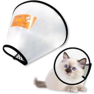 Adjustable Dog Cone Collar After Surgery Soft Cone of Shame Alternatives for Dog Cat Puppy Plastic Elizabethan Collar for Dogs from Licking Biting Scratching Wounds(M,Neck:9.0-10.6in) (White)