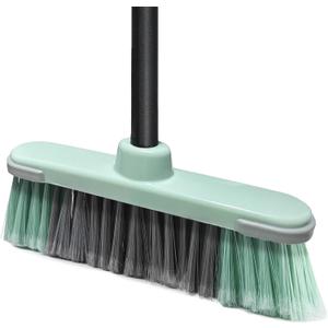 Indoor Broom Soft Bristle Brooms - Brooms for Sweeping Indoor Pet Hair, House Broom for Cleaning Hardwood, Tile, and Decking Surfaces Across.Green