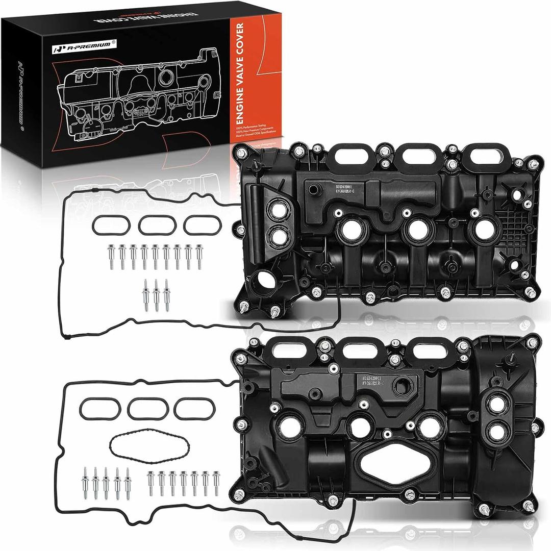 A-Premium Left & Right Bank Side Engine Valve Cover with Valve Cover Gasket and Bolts Compatible with Ford F-150 2017-2020, Expedition 2018-2021 & Lincoln Navigator 2018-2020, V6 3.5L, Turbocharged