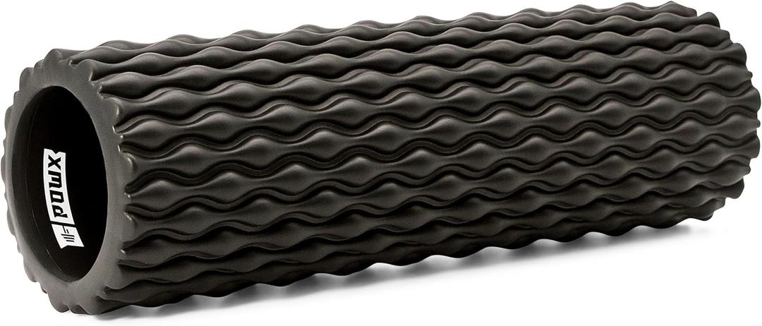Textured Foam Rollers for Muscle Recovery – Medium-Density Back Foam Roller for Back Pain Relief & Muscle Recovery in Legs & Arms – Hollow Foam Roller for Muscle Exercises by PowX 5.5x17.7 In. (Black) Pack of 1 