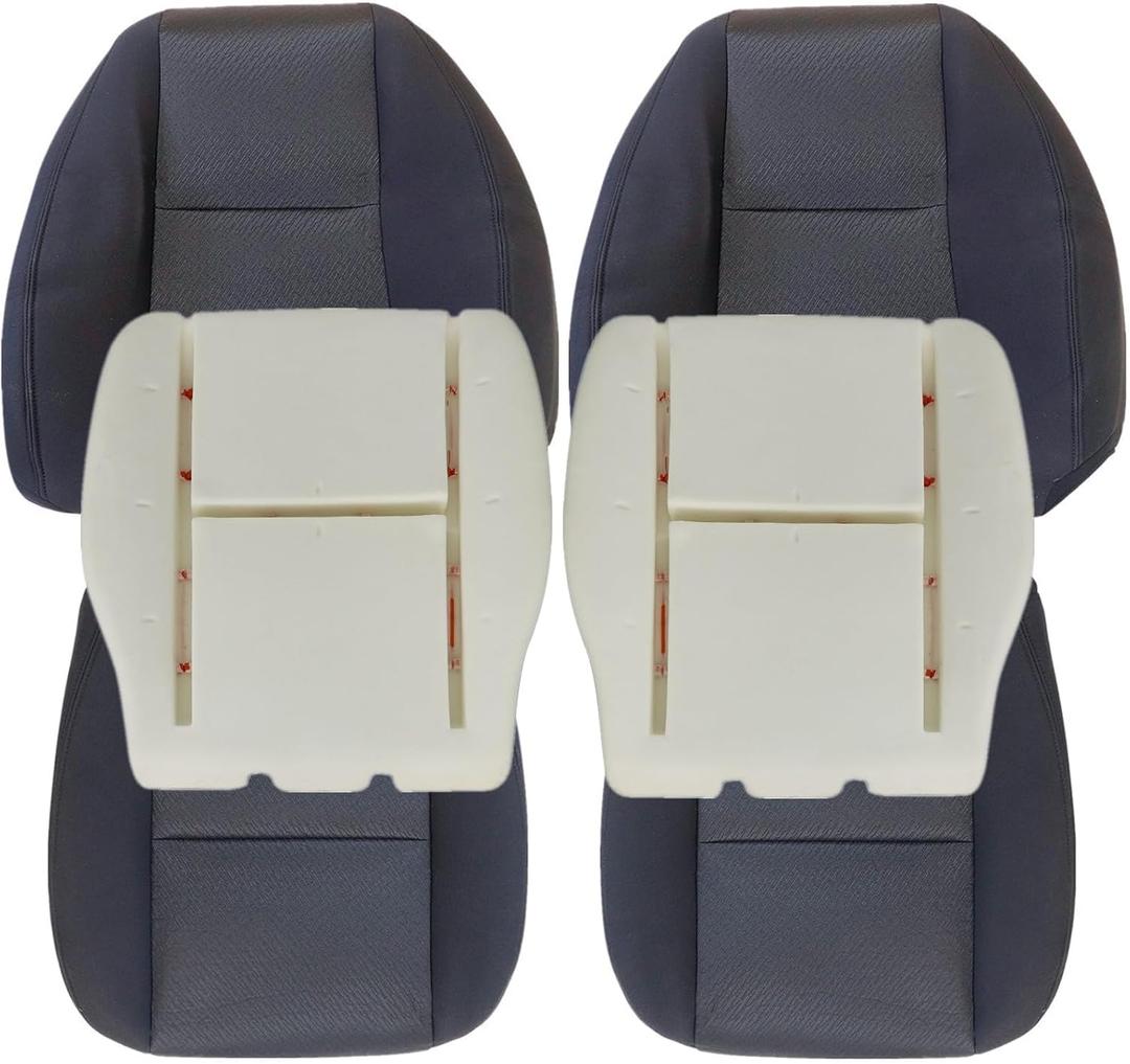 NLQR Driver & Passenger Side Bottom & Top Lean Back Replacement Cloth Seat Covers & Foam Cushions fit for Chevy Silverado Tahoe Suburban Avalanche GMC Sierra Yukon 1500 2500HD 3500HD 2007-2014 Black