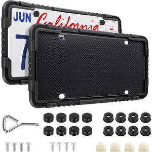 LivTee Silicone License Plate Frame, Black License Plate Holder with an Unobstructed Design, The License Plate Bracket is Rust-Proof, Noise-Proof and Weather-Proof, Truck Accessories for Men, 2PCS