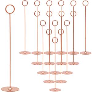 Urban Deco 16PK Table Number Holders Place Card Holders 12 Inch Table Card Holders Steel Card Holders for Photos, Food Signs, Memo Notes, Weddings, Restaurants, Birthdays (Rosegold)