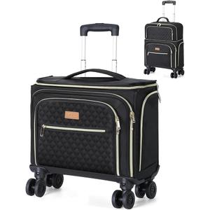 Lekespring Softside Expandable Luggage with 4 Spinner Wheels, 20 Inch Lightweight Suitcase for Men and Women, Black