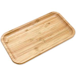 Bam&Boo Bamboo Serving Tray Natural Minimalist Rectangular (11.3 x 6.2" x 0.8") Coffee, Tea, Food, Drinks, Storage, Decor for Home, Kitchen, Bathroom
