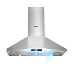 COMFEE' CVP30W7AST 30 Inch 450 CFM 3 Speed Gesture Sensing &Touch Control Panel Stainless Steel Wall Mount Ductless/Ducted Convertible Vent Baffle Filters and 2 LED Lights Range Hood