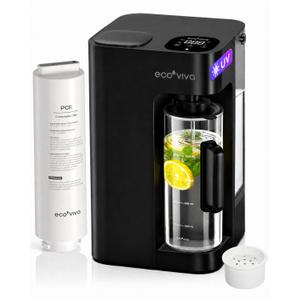 Mate 3 UV Reverse Osmosis Water Filter Countertop, 3:1 Pure to Drain, Autofill Pitcher, No Installation Water Purifier, Portable 9 Stage RO Water Filtration with Remineralization, Self-Cleaning, Black