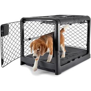 DIGGS Revol Collapsible Dog Crate with Wheels - Premium Portable Dog Crate - Safe, Stylish, and Convenient Indoor Kennel (Charcoal, Medium) (Medium (34.6"L x 22.9"W x 23.8"H))