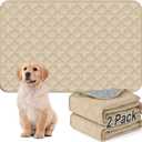 Washable Pee Pads for Dogs - 2 Pack Reusable Puppy PadsWaterproof Training PadsGuinea Pig Cage Liner, Puppy Pee Pads with Non-Slip Backing (Cream, 36" X 48" - 2 Pack)