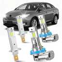 Fit for Ford Focus 2012-2018 Light Bulbs, High Beam and Low Beam Combo, Direct Plug Design with Cooling Fan,6000K White, Pack of 4