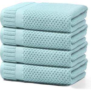 DIGEU 100% Cotton Bath Towels for Bathroom,Highly Absorbent Bath Towels Set Quick Dry,Luxury Soft Towels for Hotel(4 Piece,Electric Blue)