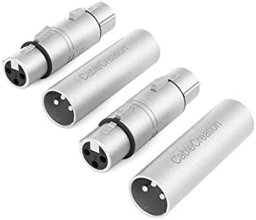 CableCreation [2-Pair XLR Male to Male & XLR Female to Female 3PIN Adapter Connector Compatible with Microphone,Mixer,Silver