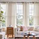 jinchan Linen Curtains 84 Inches Long for Living Room Bedroom Farmhouse Light Filtering Grommet Drapes Semi Sheer Natural Linen Textured Window Curtains 7ft Neutral Curtain Panels for Dining Office