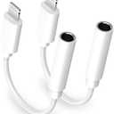 [Apple MFi Certified] Apple iPhone 14 Pro Max Headphone Adapter, 2 Pack Lightning to 3.5 mm Headphone Jack Aux Audio Cable Dongle Adapter Compatible with iPhone 14 13 12 11 Pro Max XS XR X 8 iPad (White)