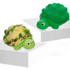 Anboor Pop Fidget Toys, 3D Silicone Turtle Push Bubbles Sensory Toy Pop Stress Ball Anxiety Stress Reliever Toy for Autism Early Education Present (2 Pack)