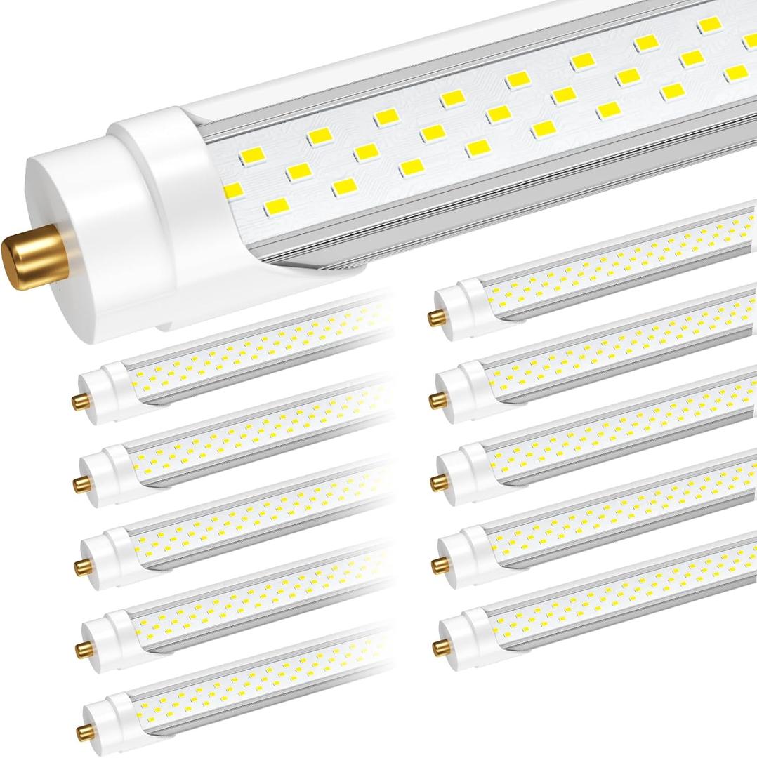 8ft Led Bulbs, T8 8 Foot Led Bulb for T12 Fluorescent Replacement, 72W 9000lm 8' Led Tubes 96" FA8 Single Pin, Three Rows of lamp Beads, 5000K led Tube Light (10Pack)