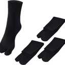 3 Pairs Japan Tabi Socks, Split 2 Toe Sandals Ninja Slipper Japanese Kimono Black