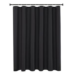 Biscaynebay Extra Long Fabric Shower Curtain Liner 72 Inch Width by 84 Inch Length, Black Water Resistant Bathroom Curtains, Rust Resistant Grommets Top Weighted Bottom Machine Washable
