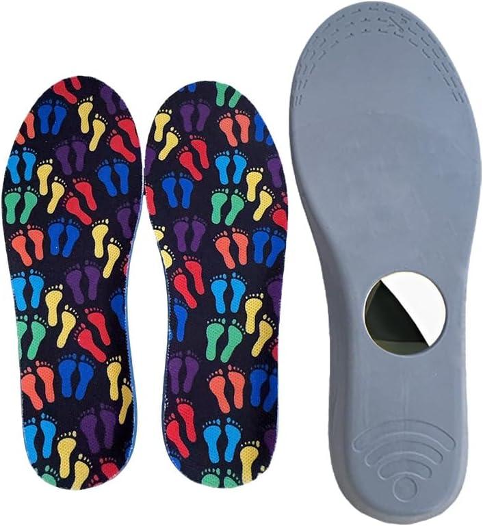 2 x Insoles for Airtag Hidden Holder Protective Insoles for Kids Track Your Steps and Shoes Design Comfort & Discreet Footwear (135-150mm Kid 6.5-Kid 8) (Gray)