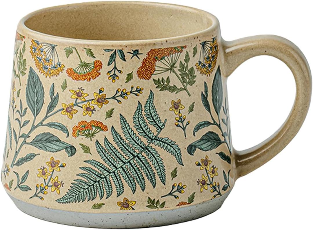 Ceramic Coffee Mug, 13oz Floral Design Pottery cute mugs, Ideal Gift for Women unique vintage pretty coffee mugs (Summer Whisper)