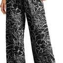 IWOLLENCE Women's Wide Leg Pants with Pockets High Waist Adjustable Knot Loose Casual Trousers Business Work Casual Pants (Black, L)