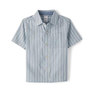 Gymboree,Boys,and Toddler Short Sleeve Linen Button Up Shirt,Dusty Robin, 7