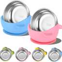 6 Pack 304 Stainless Steel Baby Bowls with Removable Non-Slip Silicone Shell, 2-in-1 Suction Bowls for Baby, Scald-Resistant Food Containers, for Kids, Babies Food Feeding(Blue Pink Series Color)