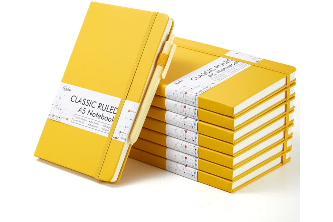 10 Pack Journal Notebook Bulk for School, Hardcover Business Notebooks Classic Ruled Lined Journals with Pen Holder for Work Note Taking