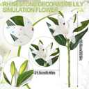 12 Bundles Lily Artificial Flower with 12 Head Full Bloom Lily & 24 Bud White Rhinestone Fake Flower Wedding Bridal Party Decor Home Hotel Bouquet Centerpiece Floral Arrangement