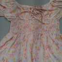 Floerns Women's Boho Square Neck Puff Short Sleeve Self Tie Front A Line Dress Size S