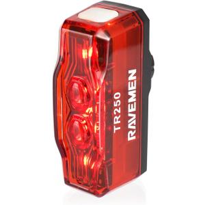 RAVEMEN TR250 Bike Taillight, 250 Lumen Rear Bike Light with 3 Mounting Options, Auto On/Off & Brake Sensor, IPX6 Waterproof, USB-C Rechargeable Bicycle Tail Light for Night Daytime Riding