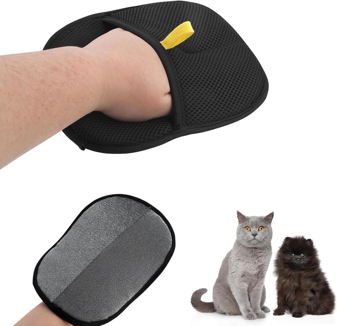 4 x Double-Sided Pet Grooming Gloves, Cat Grooming Gloves Pet Grooming Gloves for Dogs Bathing Pet Hair Remover Gloves Versatile Pet Grooming Gloves for Dog & Cat Washing Deshedding Grooming