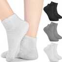 Janmercy 3 Pairs Aloe Socks Moisturizing Spa Infused Gel Sleeping Fuzzy Dry Feet Non Slip Lotion Socks for Women Men Repairing Softening Dry Cracked(Black, Dark Gray, Light Gray)