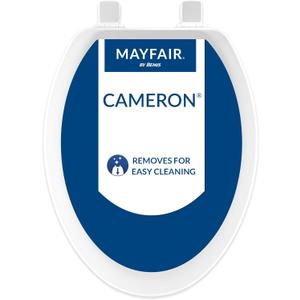 Mayfair 1841EC 000 Cameron Toilet Seat Will Never Loosen and Easily Remove Durable Enameled Wood, Elongated, White